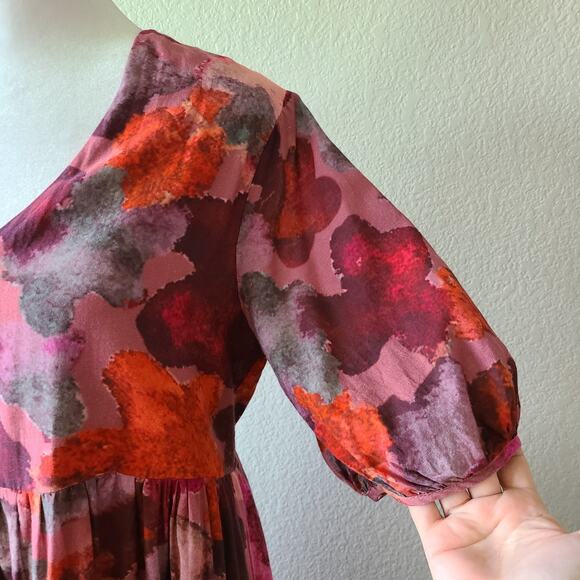 Anthropologie Vibrant Pink and Purple Midi Dress - Picture 4 of 14